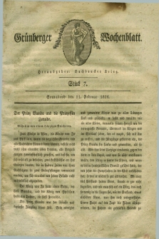 Gruenberger Wochenblatt. 1826, Stück 7 (11 Februar)
