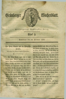 Gruenberger Wochenblatt. 1826, Stück 9 (25 Februar)