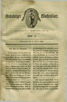 Gruenberger Wochenblatt. 1826, Stück 15 (8 April)