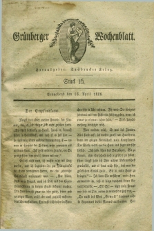 Gruenberger Wochenblatt. 1826, Stück 16 (15 April)