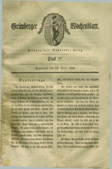 Gruenberger Wochenblatt. 1826, Stück 17 (22 April)