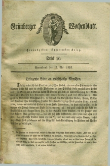 Gruenberger Wochenblatt. 1826, Stück 20 (13 Mai)