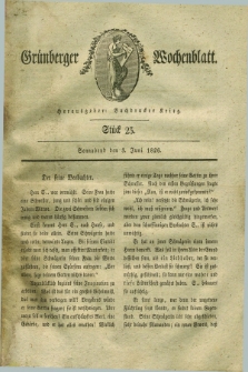 Gruenberger Wochenblatt. 1826, Stück 23 (3 Juni)