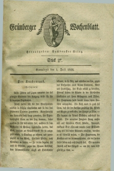 Gruenberger Wochenblatt. 1826, Stück 27 (1 Juli)