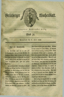 Gruenberger Wochenblatt. 1826, Stück 28 (8 Juli)