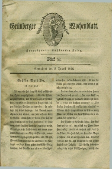 Gruenberger Wochenblatt. 1826, Stück 32 (5 August)