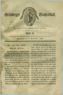 Gruenberger Wochenblatt. 1826, Stück 36 (2 September)
