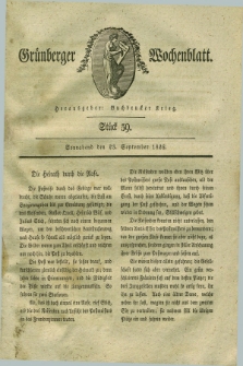Gruenberger Wochenblatt. 1826, Stück 39 (23 September)