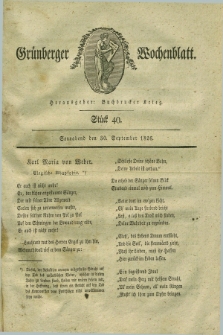 Gruenberger Wochenblatt. 1826, Stück 40 (30 September)