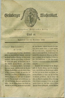 Gruenberger Wochenblatt. 1826, Stück 46 (11 November)