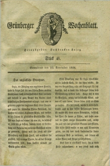 Gruenberger Wochenblatt. 1826, Stück 48 (25 November)