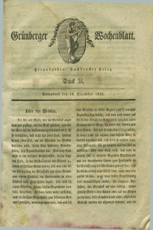 Gruenberger Wochenblatt. 1826, Stück 51 (16 Dezember) + dod.