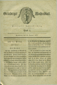 Gruenberger Wochenblatt. 1827, Stück 3 (20 Januar)
