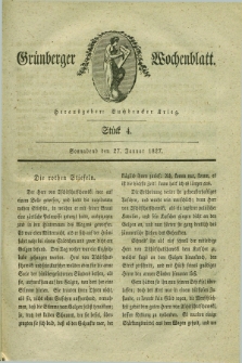 Gruenberger Wochenblatt. 1827, Stück 4 (27 Januar)
