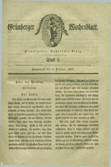 Gruenberger Wochenblatt. 1827, Stück 5 (3 Februar)