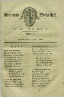 Gruenberger Wochenblatt. 1827, Stück 8 (24 Februar)