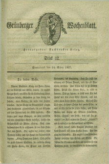 Gruenberger Wochenblatt. 1827, Stück 12 (24 März)