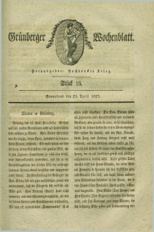 Gruenberger Wochenblatt. 1827, Stück 16 (21 April)