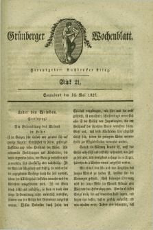 Gruenberger Wochenblatt. 1827, Stück 21 (26 Mai)