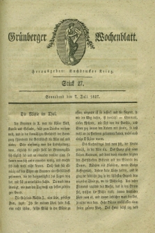 Gruenberger Wochenblatt. 1827, Stück 27 (7 Juli)