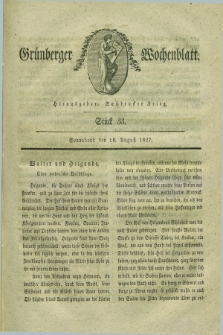 Gruenberger Wochenblatt. 1827, Stück 33 (18 August)