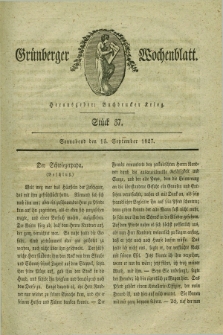 Gruenberger Wochenblatt. 1827, Stück 37 (15 September)