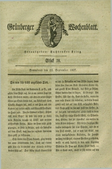 Gruenberger Wochenblatt. 1827, Stück 38 (22 September)