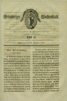 Gruenberger Wochenblatt. 1827, Stück 43 (27 Oktober)