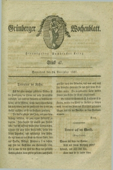 Gruenberger Wochenblatt. 1827, Stück 47 (24 November)