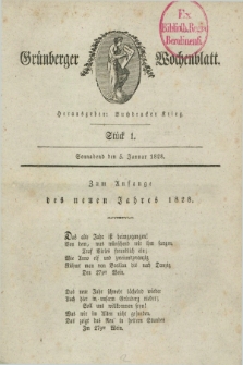 Gruenberger Wochenblatt. 1828, Stück 1 (5 Januar)