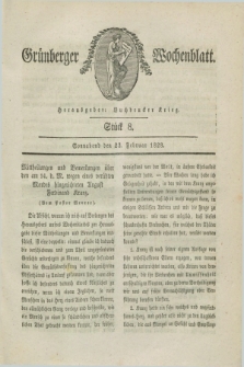 Gruenberger Wochenblatt. 1828, Stück 8 (23 Februar)