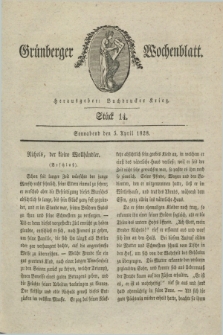 Gruenberger Wochenblatt. 1828, Stück 14 (5 April)