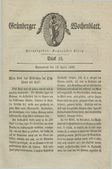 Gruenberger Wochenblatt. 1828, Stück 15 (12 April)