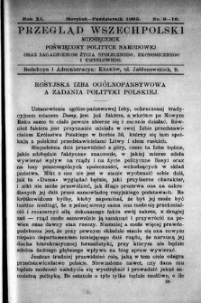 Przegląd Wszechpolski : miesięcznik poświęcony polityce narodowej oraz zagadnieniom życia społecznego, ekonomicznego i umysłowego. 1905, nr 8/10