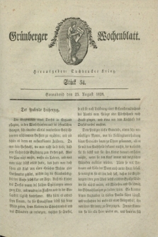 Gruenberger Wochenblatt. 1828, Stück 34 (23 August)