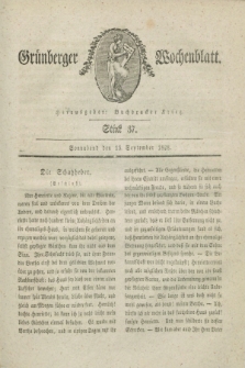 Gruenberger Wochenblatt. 1828, Stück 37 (13 September)
