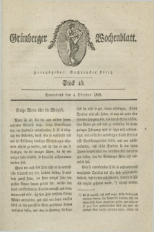 Gruenberger Wochenblatt. 1828, Stück 40 (4 Oktober)