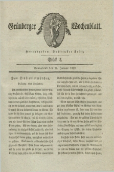 Gruenberger Wochenblatt. 1829, Stück 3 (17 Jauar)