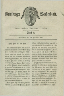 Gruenberger Wochenblatt. 1829, Stück 9 (28 Februar)