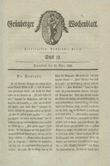 Gruenberger Wochenblatt. 1829, Stück 12 (21 März)