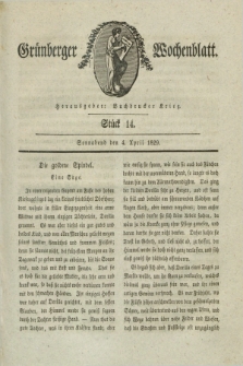Gruenberger Wochenblatt. 1829, Stück 14 (4 April)