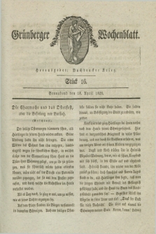 Gruenberger Wochenblatt. 1829, Stück 16 (18 April)