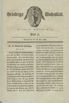 Gruenberger Wochenblatt. 1829, Stück 21 (23 Mai)