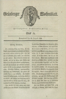 Gruenberger Wochenblatt. 1829, Stück 34 (22 August)