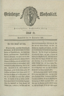 Gruenberger Wochenblatt. 1829, Stück 38 (19 September)