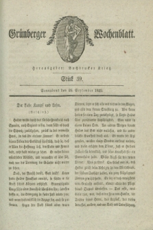 Gruenberger Wochenblatt. 1829, Stück 39 (26 September)