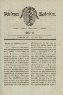Gruenberger Wochenblatt. 1829, Stück 46 (14 November)