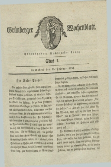 Gruenberger Wochenblatt. 1830, Stück 7 (13 Februar)