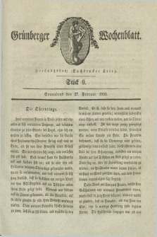 Gruenberger Wochenblatt. 1830, Stück 9 (27 Februar)