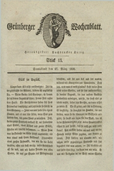 Gruenberger Wochenblatt. 1830, Stück 13 (27 März)